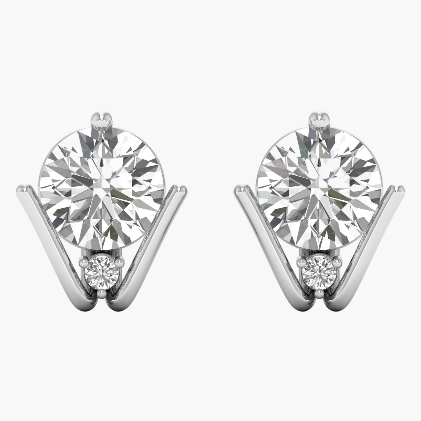 Pair of diamond earrings on a white background