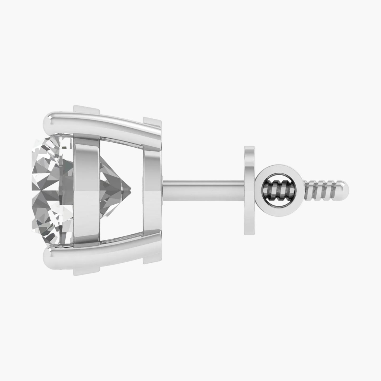 Diamond stud earring on a white background