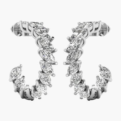 Diamond hoop earrings on a white background