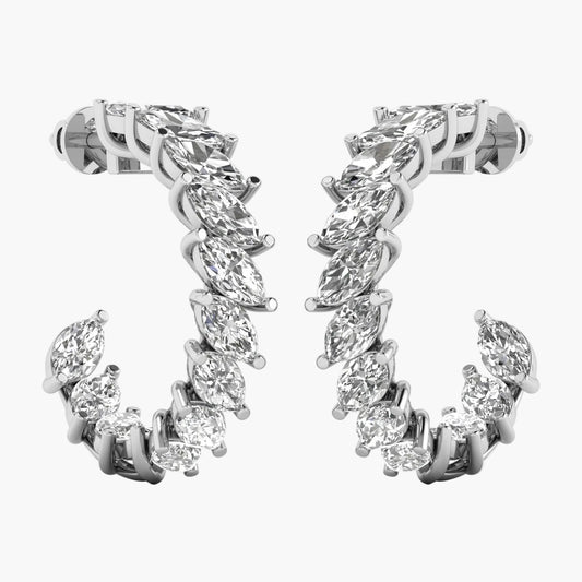 Diamond hoop earrings on a white background