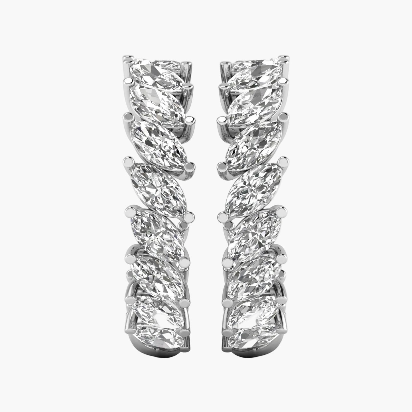 Pair of diamond earrings on a white background