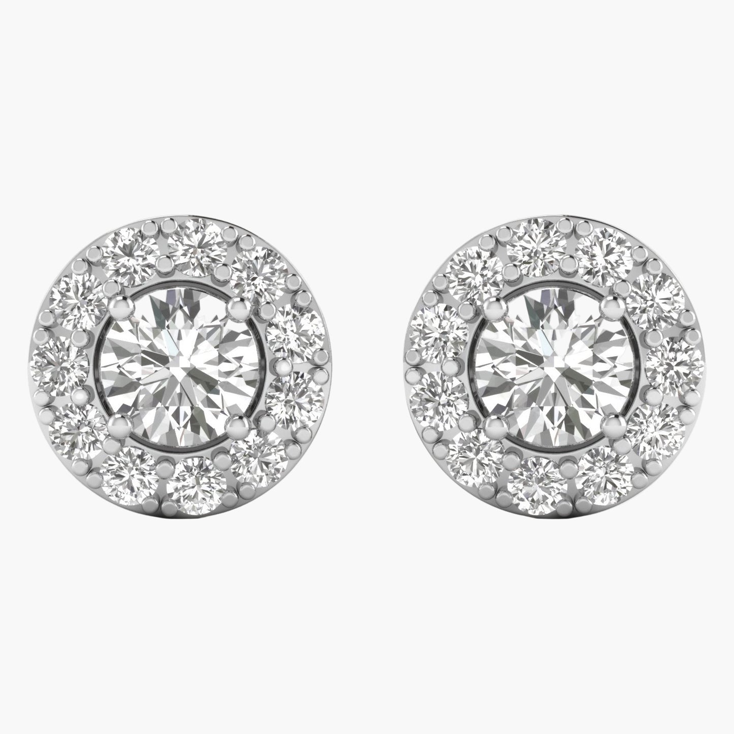 True Union Round Halo Diamond Earrings