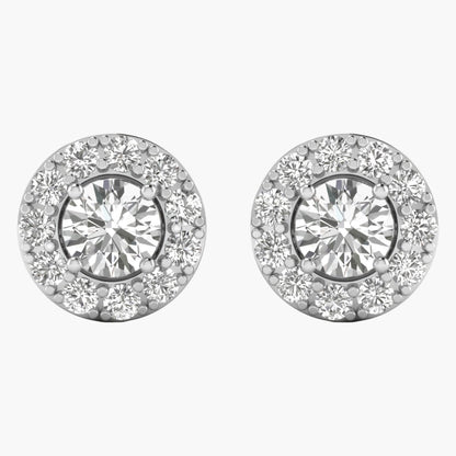 True Union Round Halo Diamond Earrings