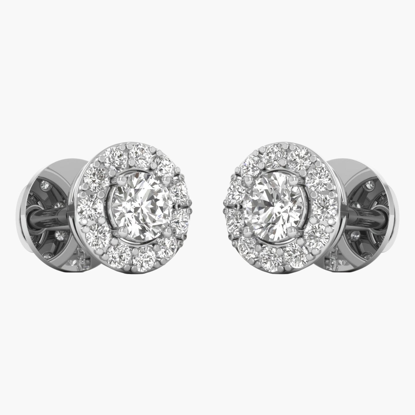 True Union Round Halo Diamond Earrings