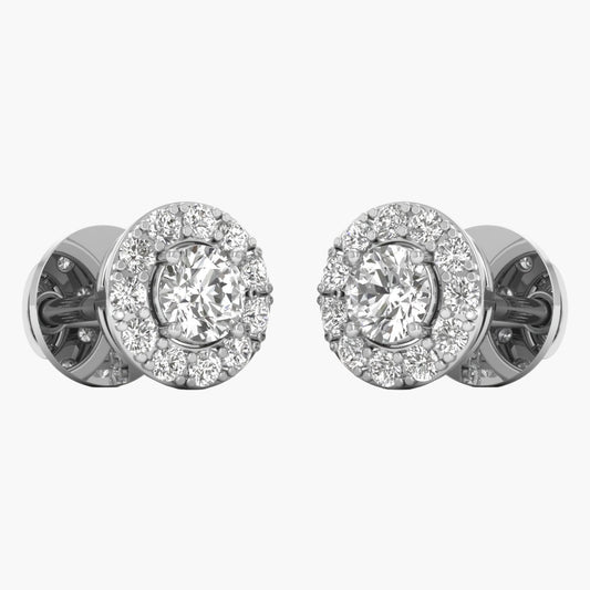 True Union Round Halo Diamond Earrings
