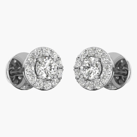 Pair of diamond stud earrings on a white background