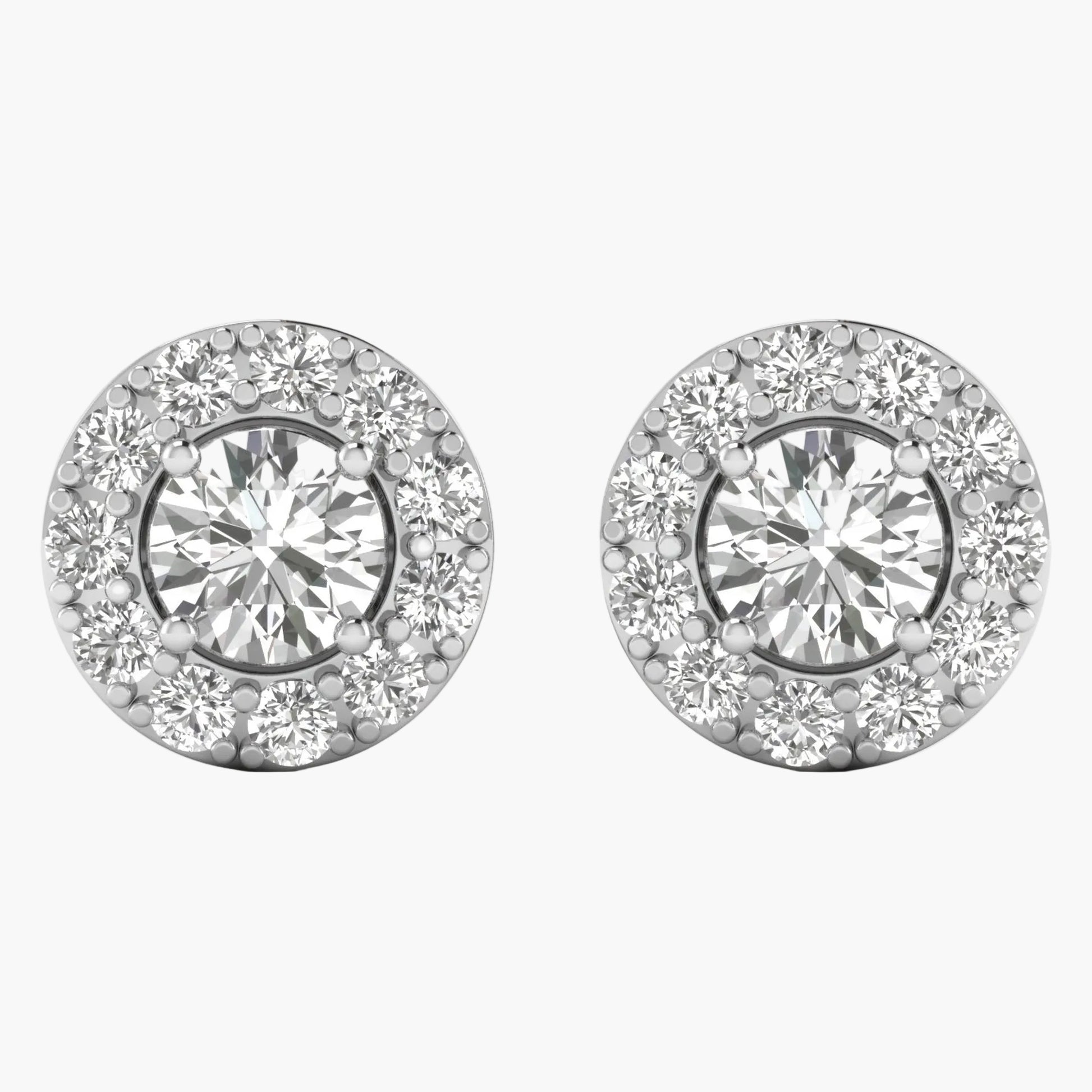 Pair of diamond stud earrings on a white background