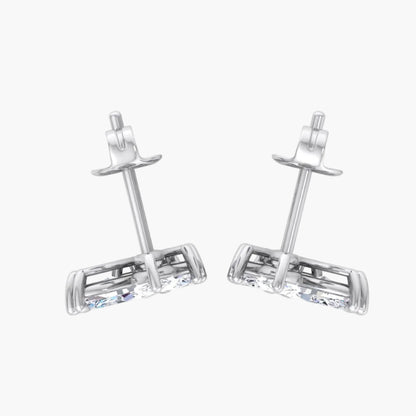 Pair of silver earrings on a white background