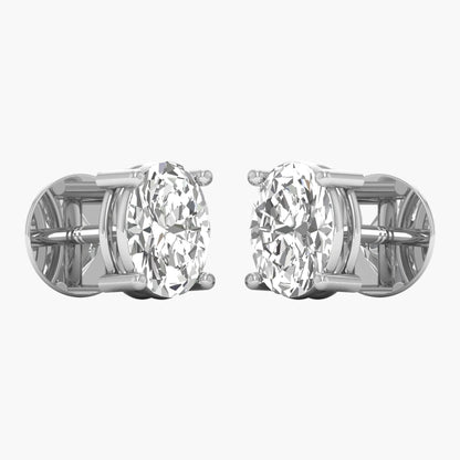 Pair of diamond stud earrings on a white background