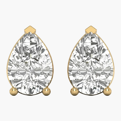 Pair of gold and diamond earrings on a white background