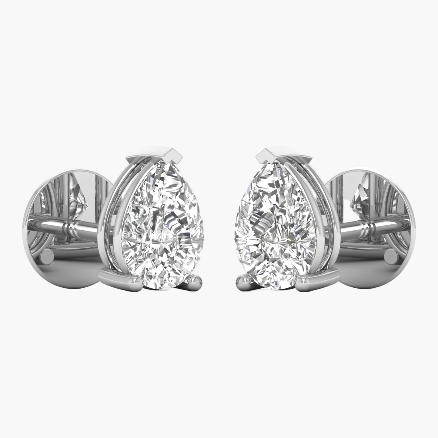 Pair of diamond stud earrings on a white background