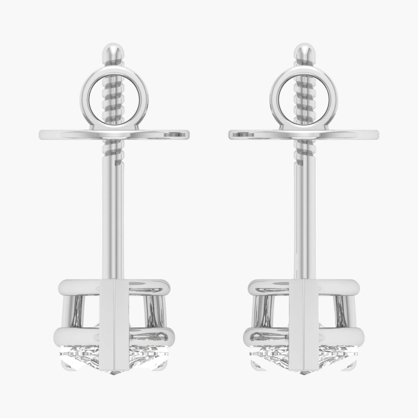Pair of silver earrings on a white background