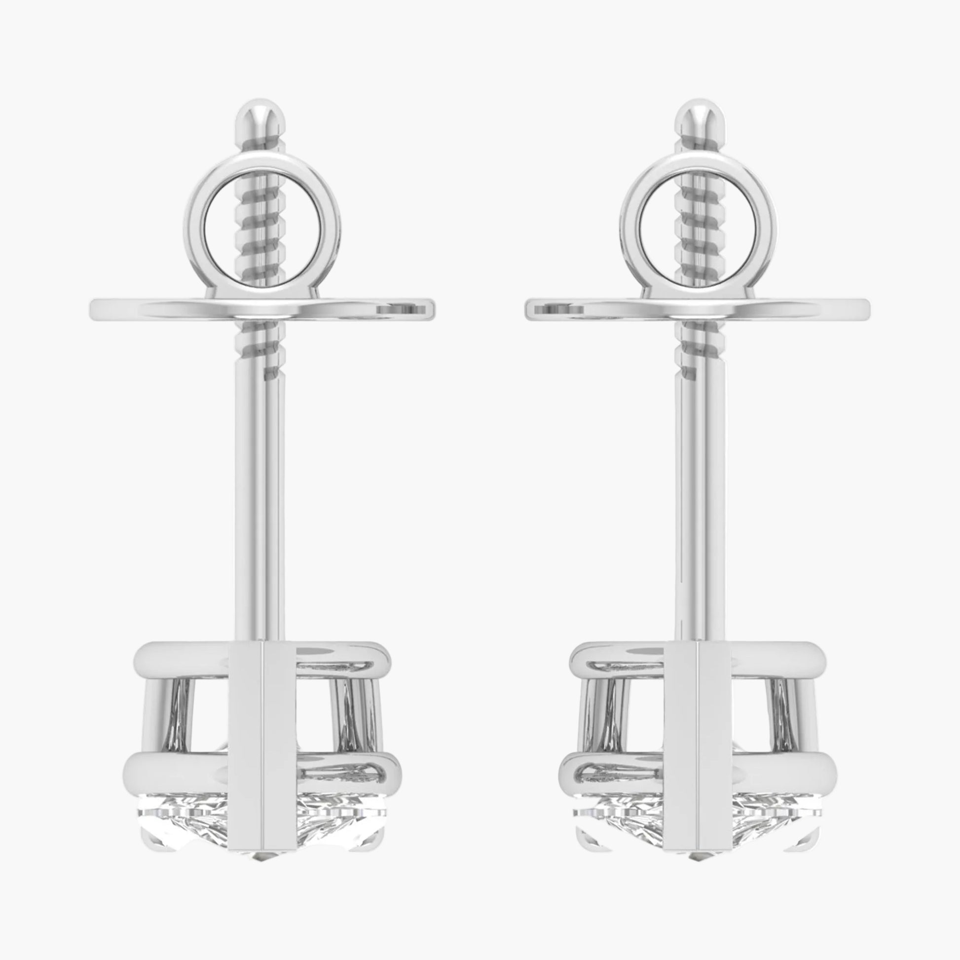 Pair of silver earrings on a white background