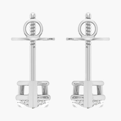 Pair of silver earrings on a white background