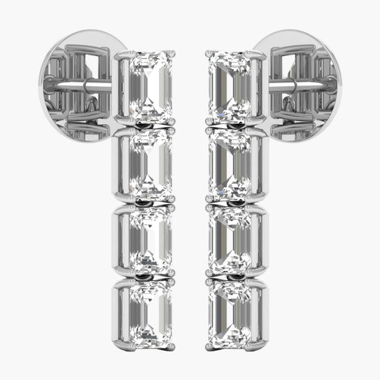 Diamond earrings with a close-up on a white background