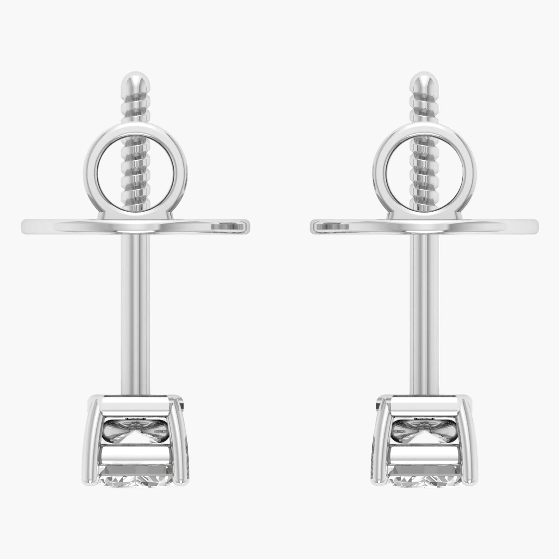 Pair of silver earrings on a white background