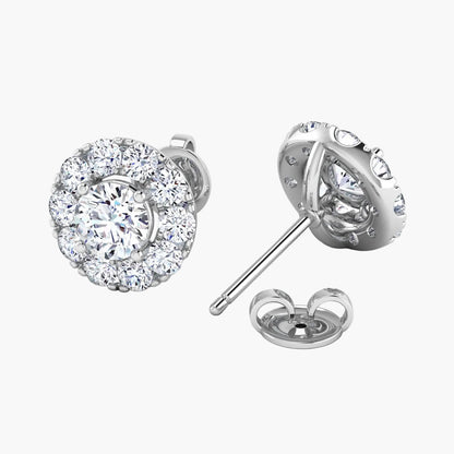 Diamond stud earrings on a white background