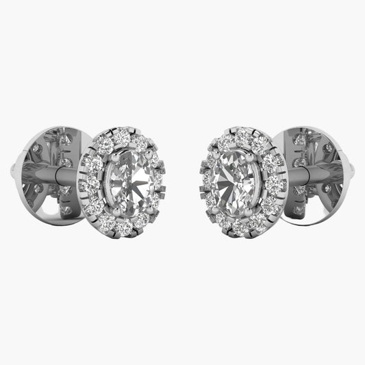 Pair of diamond stud earrings on a white background
