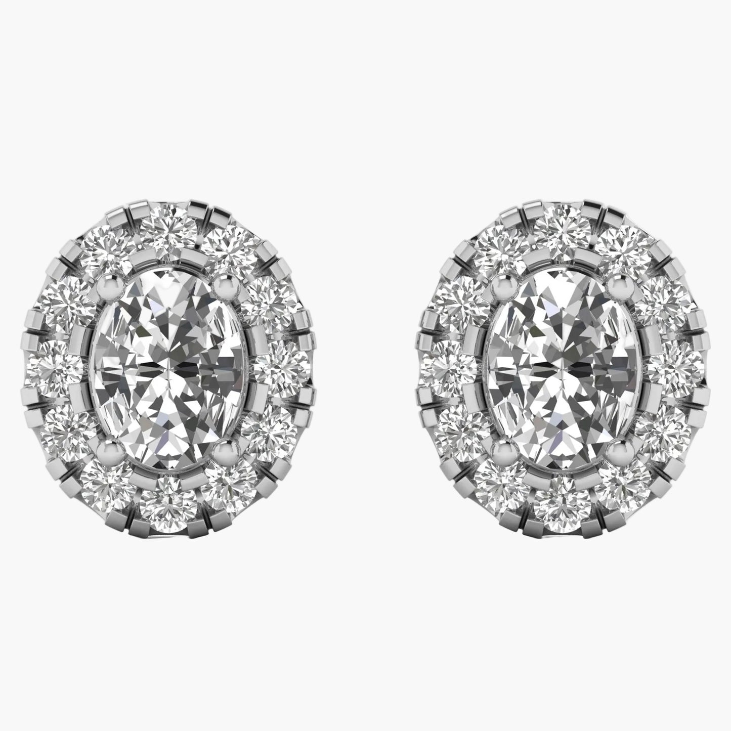 Pair of diamond earrings on a white background