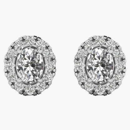 Pair of diamond earrings on a white background