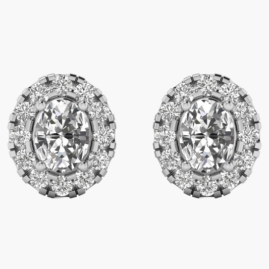 Pair of diamond earrings on a white background