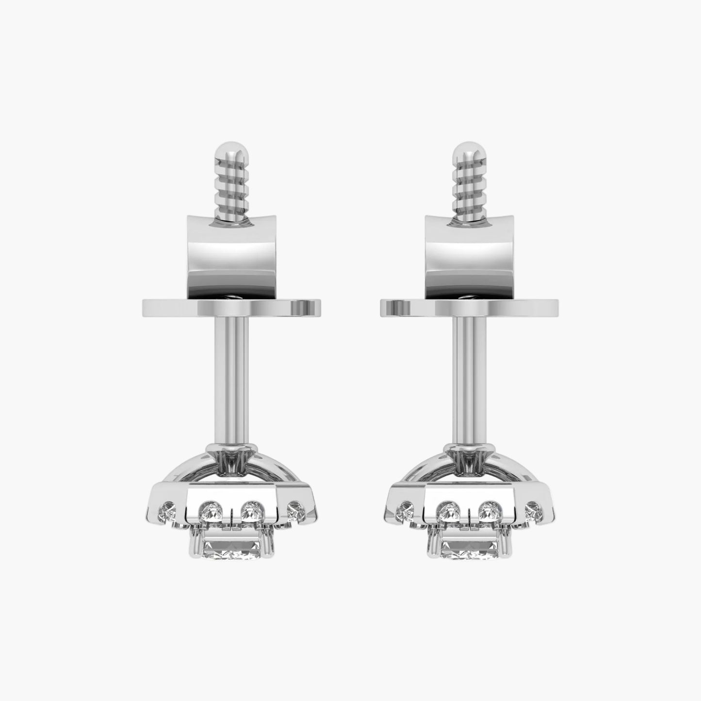 Pair of silver earrings on a white background