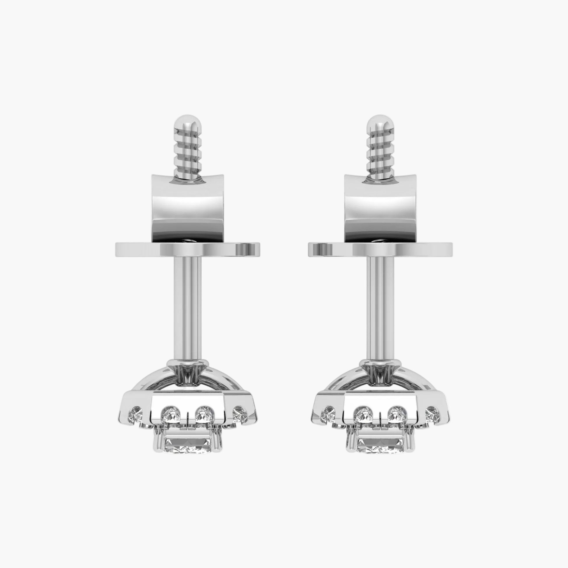 Pair of silver earrings on a white background