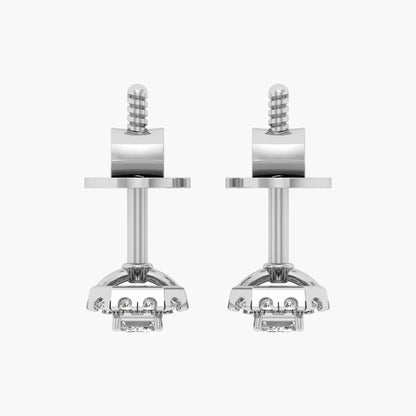 Pair of silver earrings on a white background