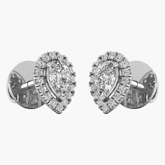 Pair of diamond earrings on a white background
