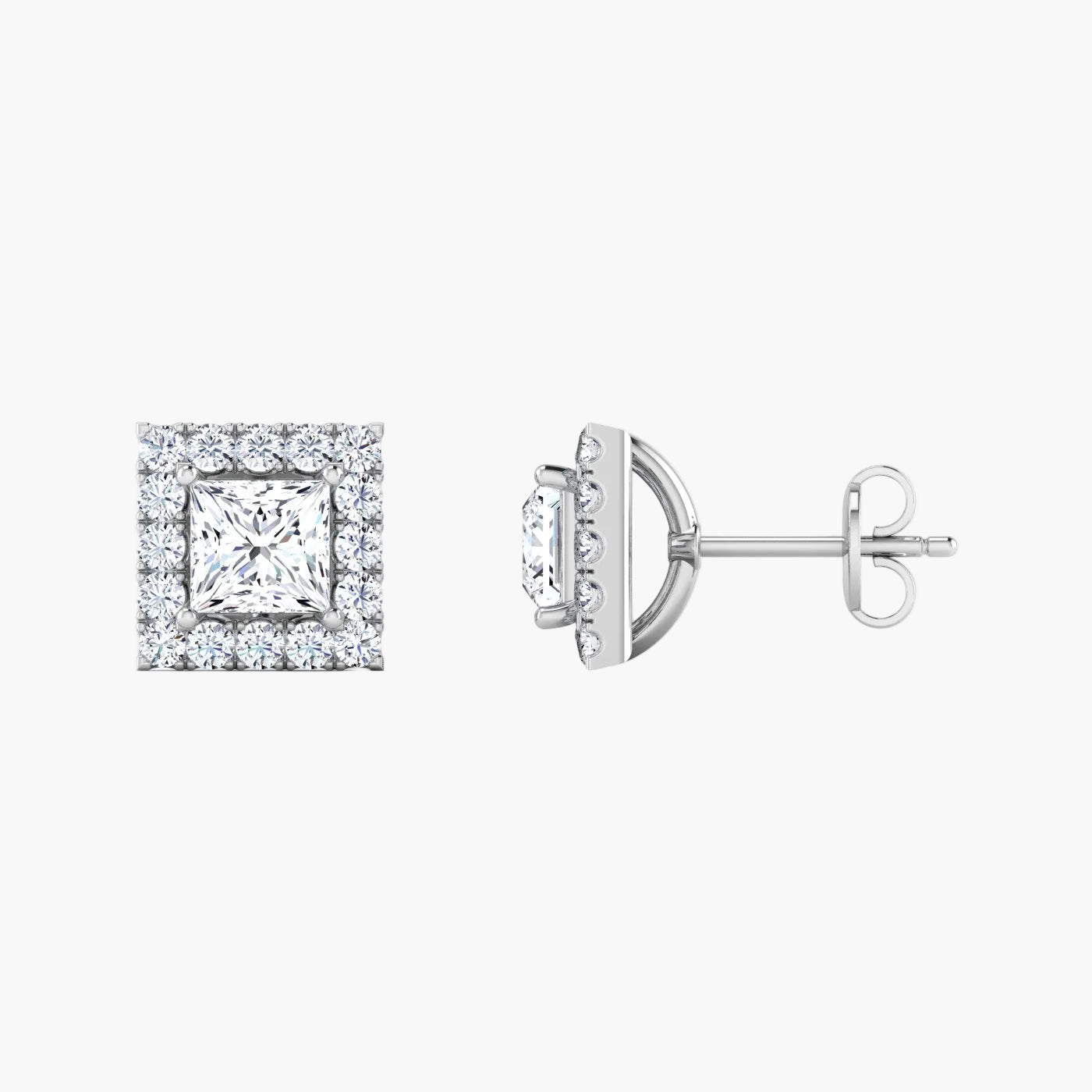 Diamond stud earrings on a white background