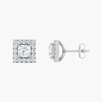 Diamond stud earrings on a white background