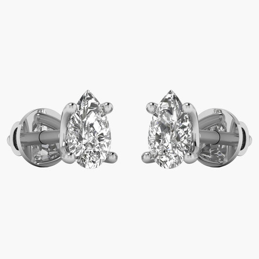 Pair of diamond earrings on a white background