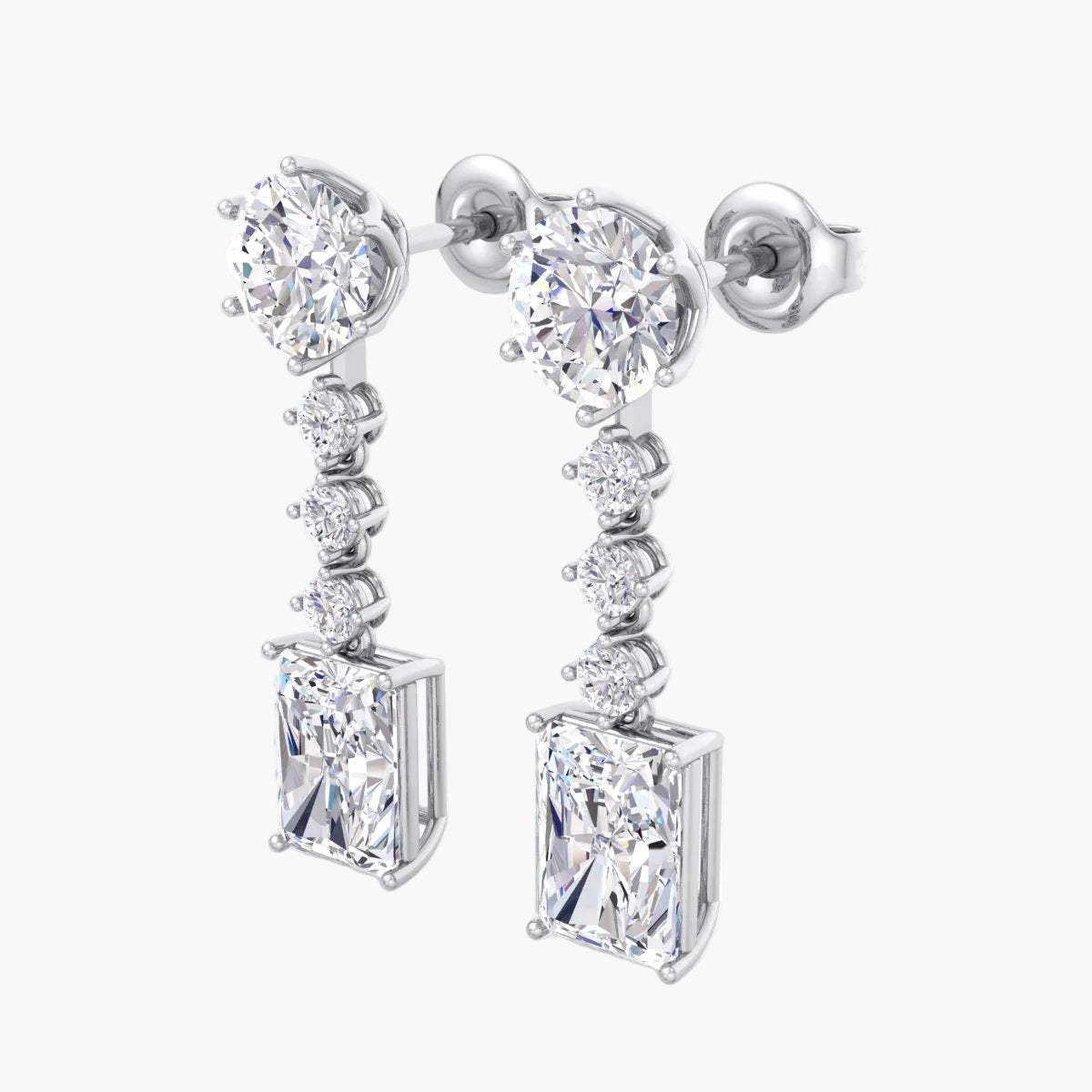 Diamond earrings on a white background