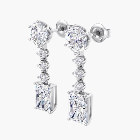 Diamond earrings on a white background