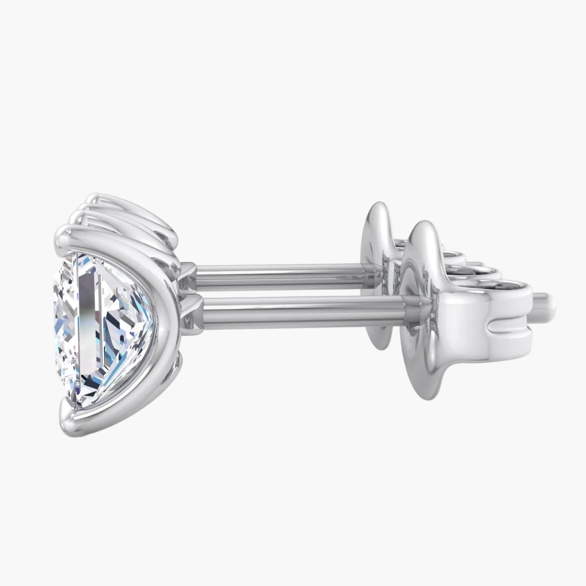 Diamond stud earring on a white background