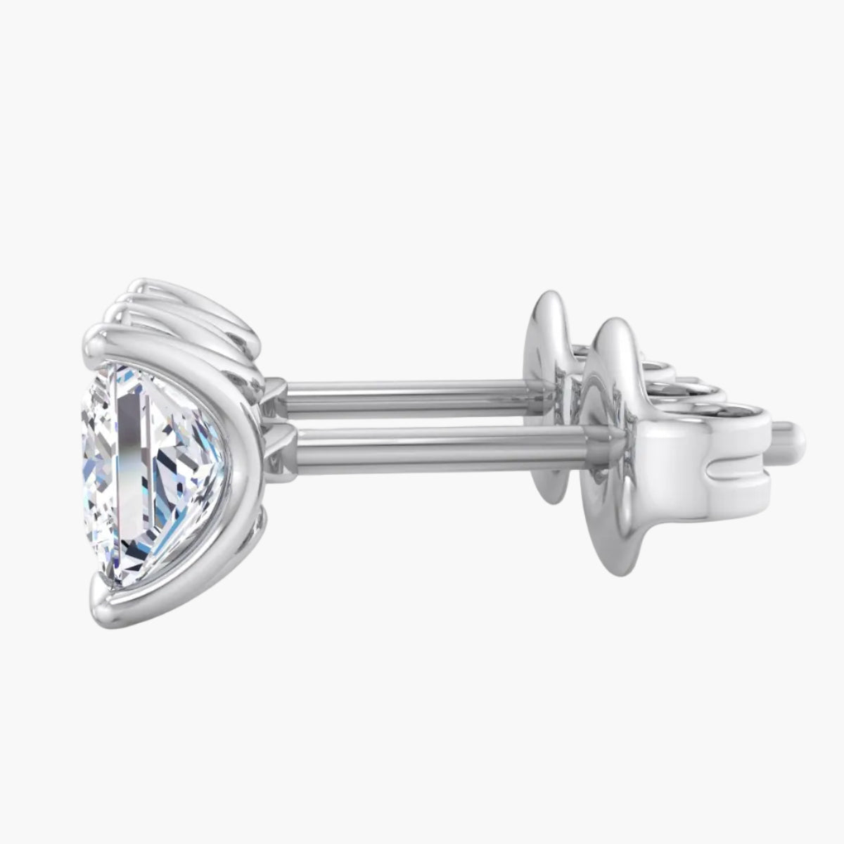 Diamond stud earring on a white background