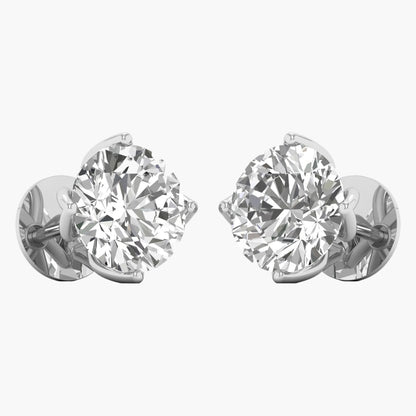 Pair of diamond stud earrings on a white background