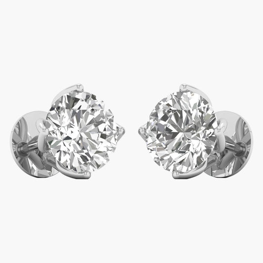 Pair of diamond stud earrings on a white background