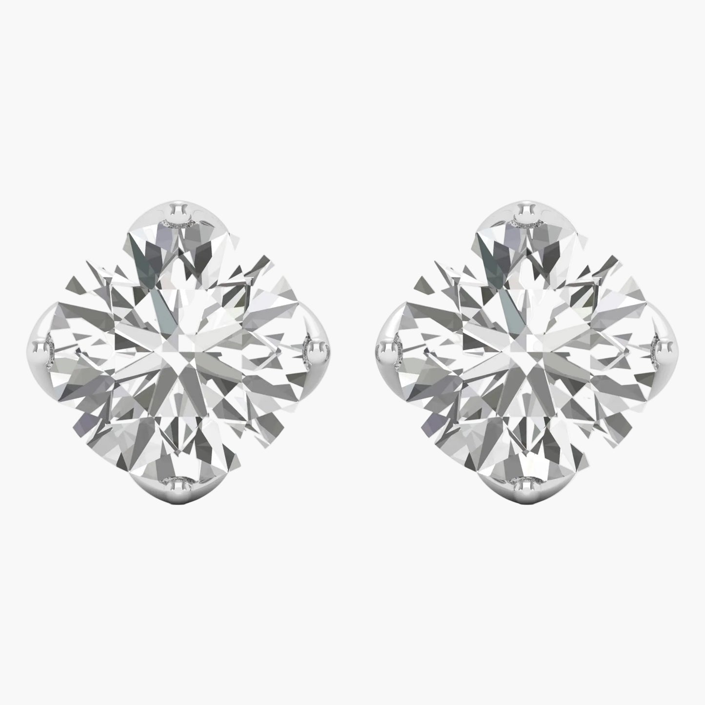 Pair of diamond stud earrings on a white background
