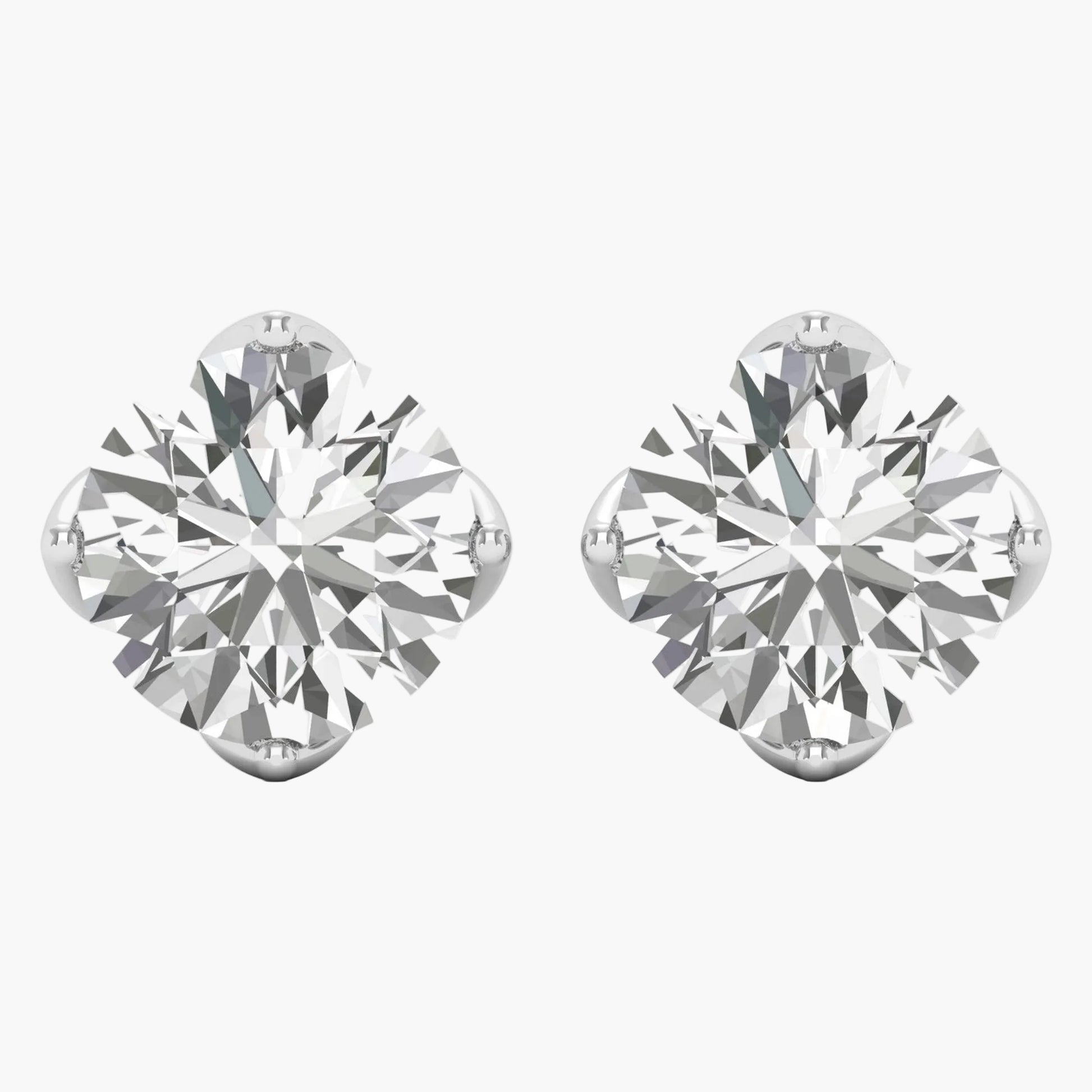Pair of diamond stud earrings on a white background