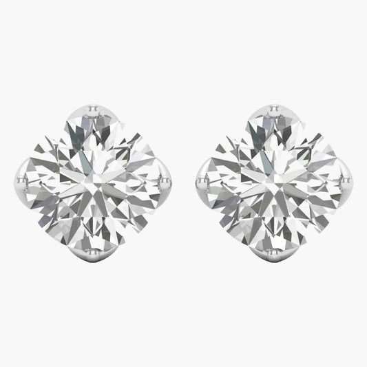 Pair of diamond stud earrings on a white background