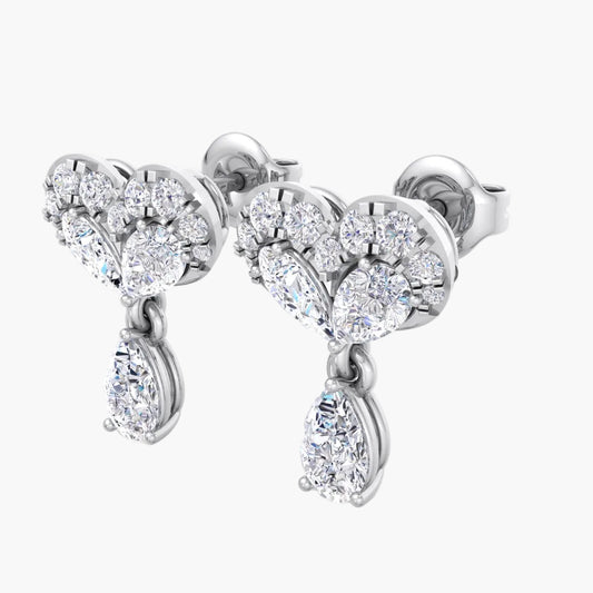 Diamond earrings on a white background