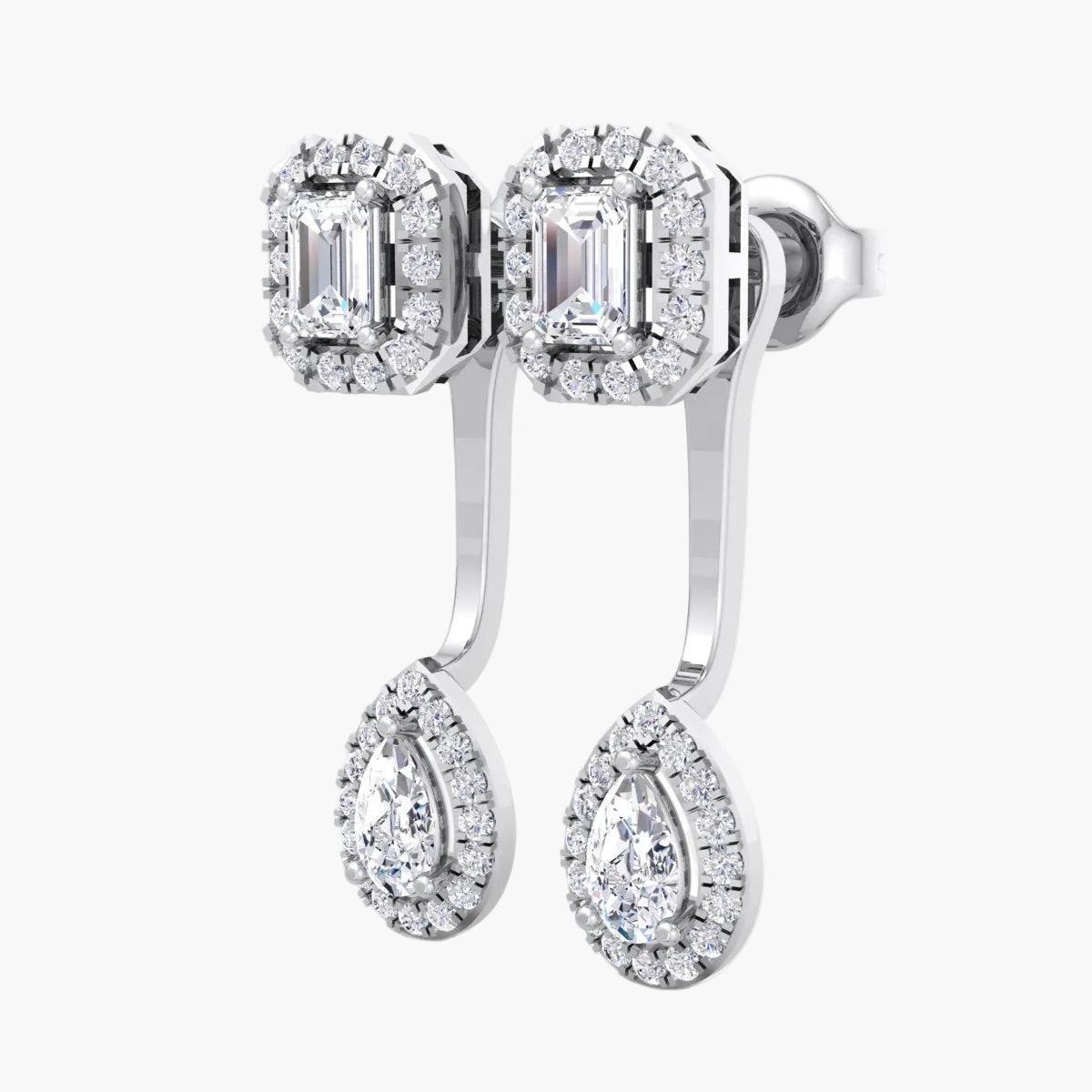 Diamond earrings on a white background