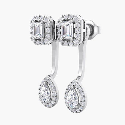 Diamond earrings on a white background