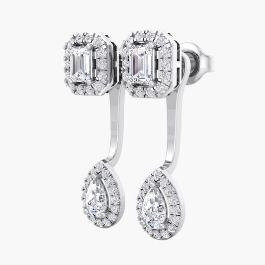 Diamond earrings on a white background