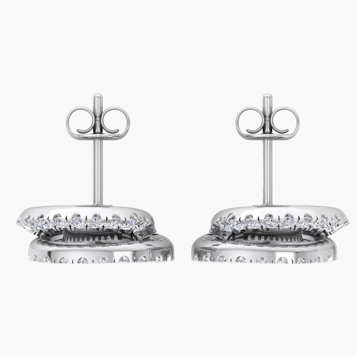 Pair of silver earrings on a white background