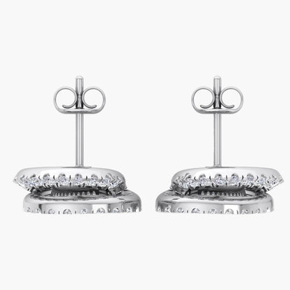 Pair of silver earrings on a white background
