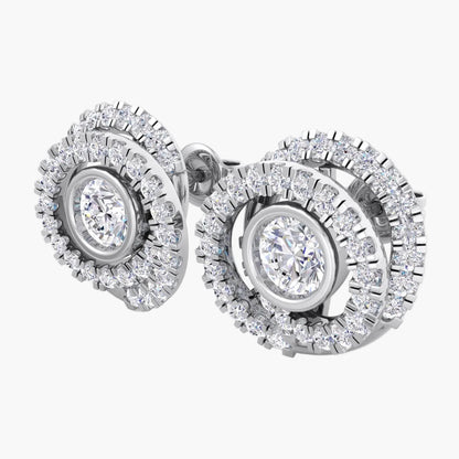 Pair of diamond earrings on a white background