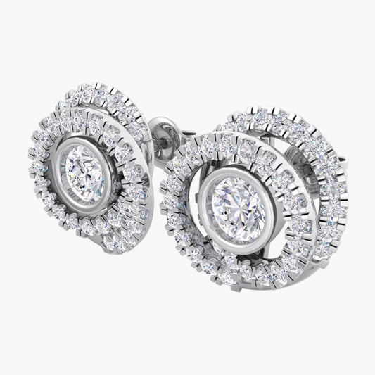 Pair of diamond earrings on a white background