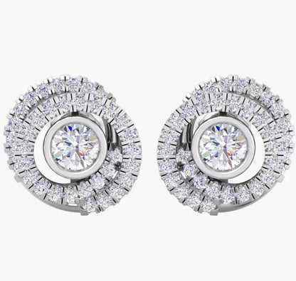 Pair of diamond earrings on a white background
